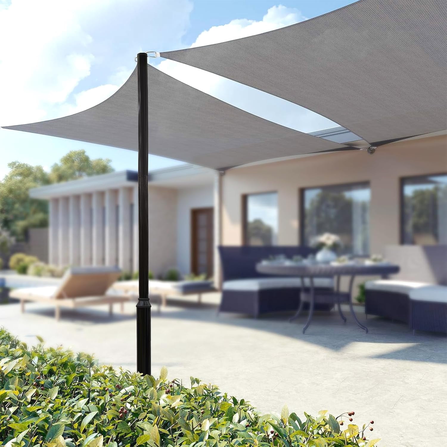 16 Ft Outdoor Lamp Post, Heavy-Duty Metal Street Light Pole Outdoor Galvanized Lamp Post for Street Courtyard Parking Lot Outdoors, Easy Installation