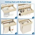 thumbnail image 3 of Homieasy Wall Cabinet with Hanging Rods and Drawer, 65''W Laundry Cabinet with 2 Doors & Shelves, Build-in Medicine Cabinet with Shelf Towers, Small Storage Cabinet, Natural, 3 of 7
