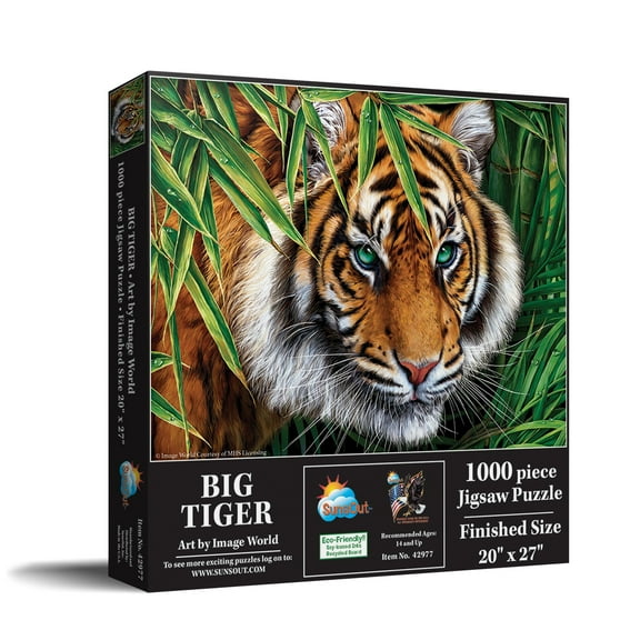 SUNSOUT INC - Big Tiger - 1000 piece Jigsaw Puzzle for Adults by Artist: Image World - Finished Size 20" x 27" - MPN# 42977