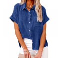 thumbnail image 2 of Womens Button Down Blouse Shirts Short Sleeve V Neck Casual Loose Collared Tops with Pockets, 2 of 5