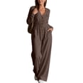 thumbnail image 2 of Cargo Jumpsuit for Women V-neck Long Sleeved Pants With Multiple Pockets Jumpsuit for Fall Winter, 2 of 8