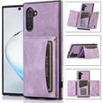 thumbnail image 6 of Design for Samsung Galaxy Note 10 Wallet Case with Tempered Glass Screen Protector PU Leather Credit Card Holder Slot Phone Cases Kickstand Shockproof Protective Cover for Women 6.3" Purple, 6 of 15