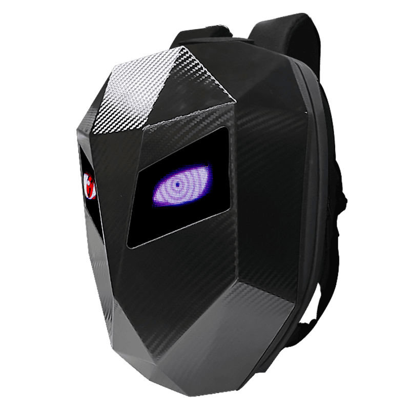 19" LED Backpack, Animated Digital Motorcycle Backpack with Programmable Moving Eyes, DIY Graffiti, Perfect Tech Gear