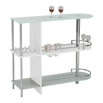 Axel Tempered Glass Storage Shelves Pub Bistro Bar Table White Wood/Chrome Metal