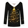 thumbnail image 4 of Aboser Christmas Shirts for Women Fuzzy Fur Trim Holiday Tops Trendy Xmas Tree Graphic Shirt V Neck Long Sleeve Tunic Blouse Winter Casual Going Out Top, 4 of 4