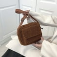 thumbnail image 4 of Lamb wool satchel 2023 new style solid color one-shoulder diagonal bag trendy small square bag, 4 of 6