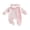 Pink, variant on Newborn Baby Girls Footed Romper Long Sleeve Zipper Striped Ruffle Trim Jumpsuit With Headband Infant Cute Coming Home Fall Winter Outfit 0-9 Months
