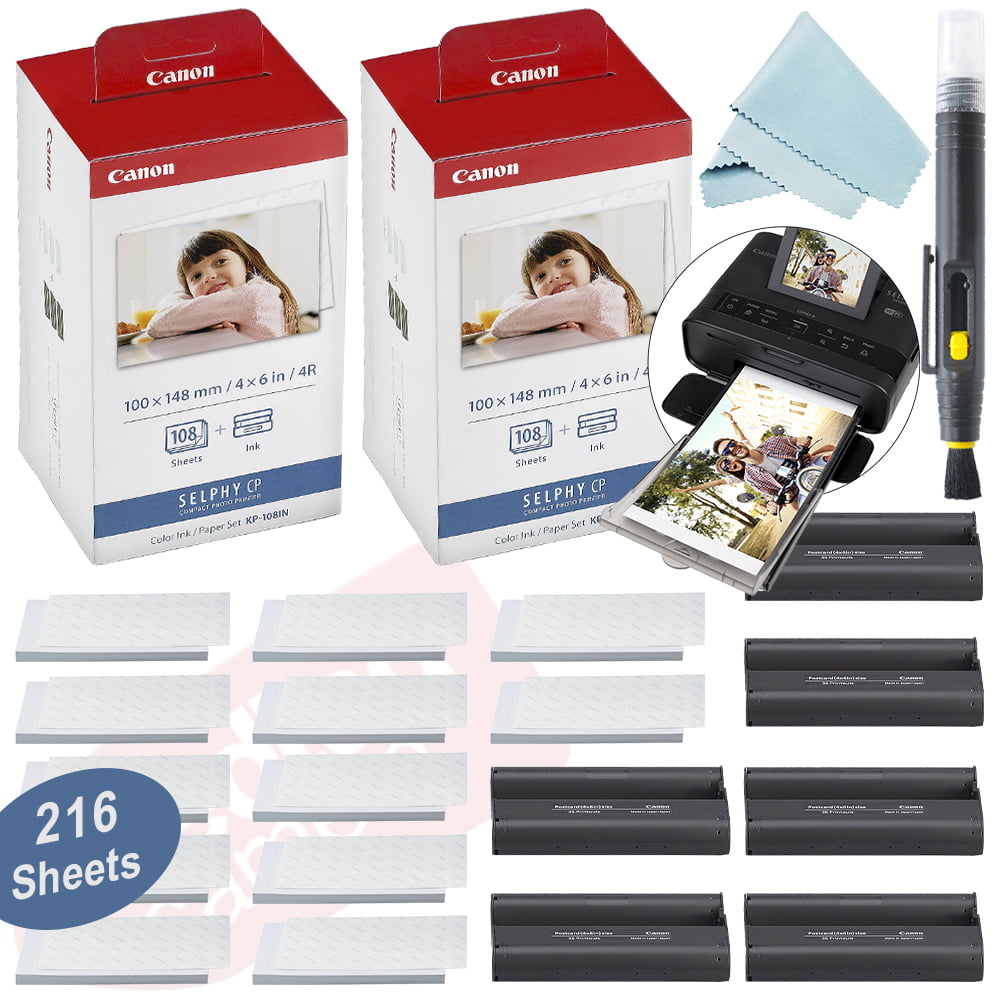 Canon KP-108IN Color Ink/Paper Set for SELPHY CP910 CP1300 CP1200- 216 Sheet  Kit 
