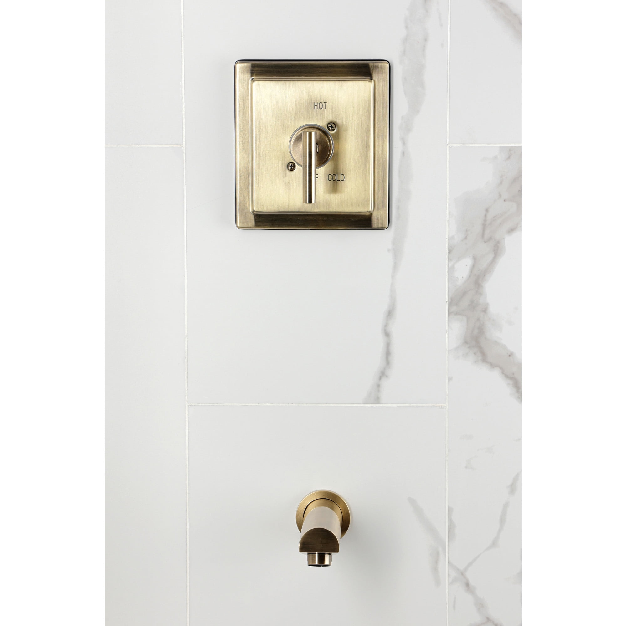 Kingston Brass KB8653CMLTO Manhattan Single-Handle Pressure Balanced Tub Faucet in Antique Brass