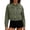 Army Green, variant on Womens Studded Denim Jacket Long Sleeve Western Distressed Rivet Cropped Jean Coat with 2 Pockets Washed Bling
