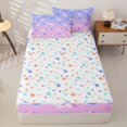 thumbnail image 4 of Metsweet Cartoon Unicorn Zipper Twin Comforter Sets with Fitted Sheet and 2 Pillowcases, Love Heart Gradient Zipper Bedding Set, Pink Blue Purple,4-Piece, 4 of 6