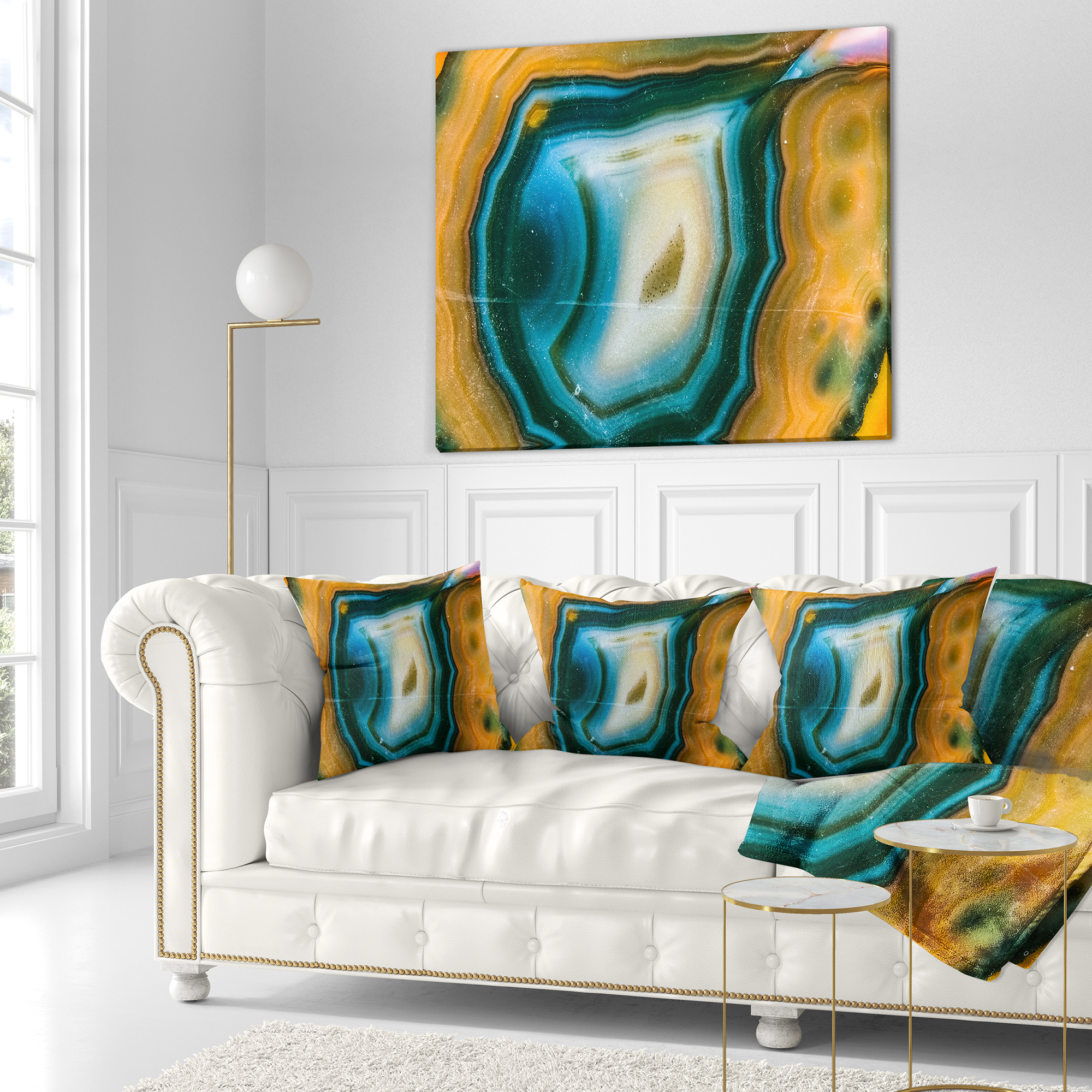 Designart Colorful Agate Pattern - Abstract Throw Pillow - 16x16