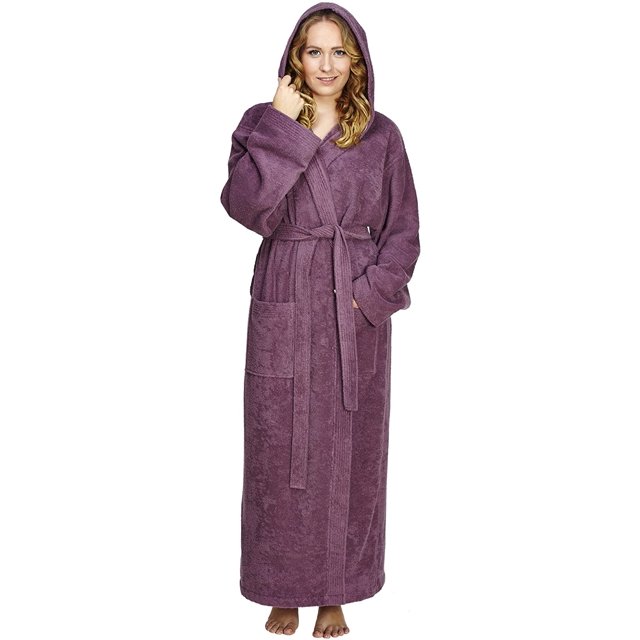 Peignoir à Capuche en Coton Turc Style Pacifique pour Femmes