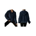thumbnail image 3 of Jacket Women Oversized Zip Up Fall Jackets Winter Coats Faux Fur Warm Outwear 2025 Fashion Clothing Navy Blue S, 3 of 6