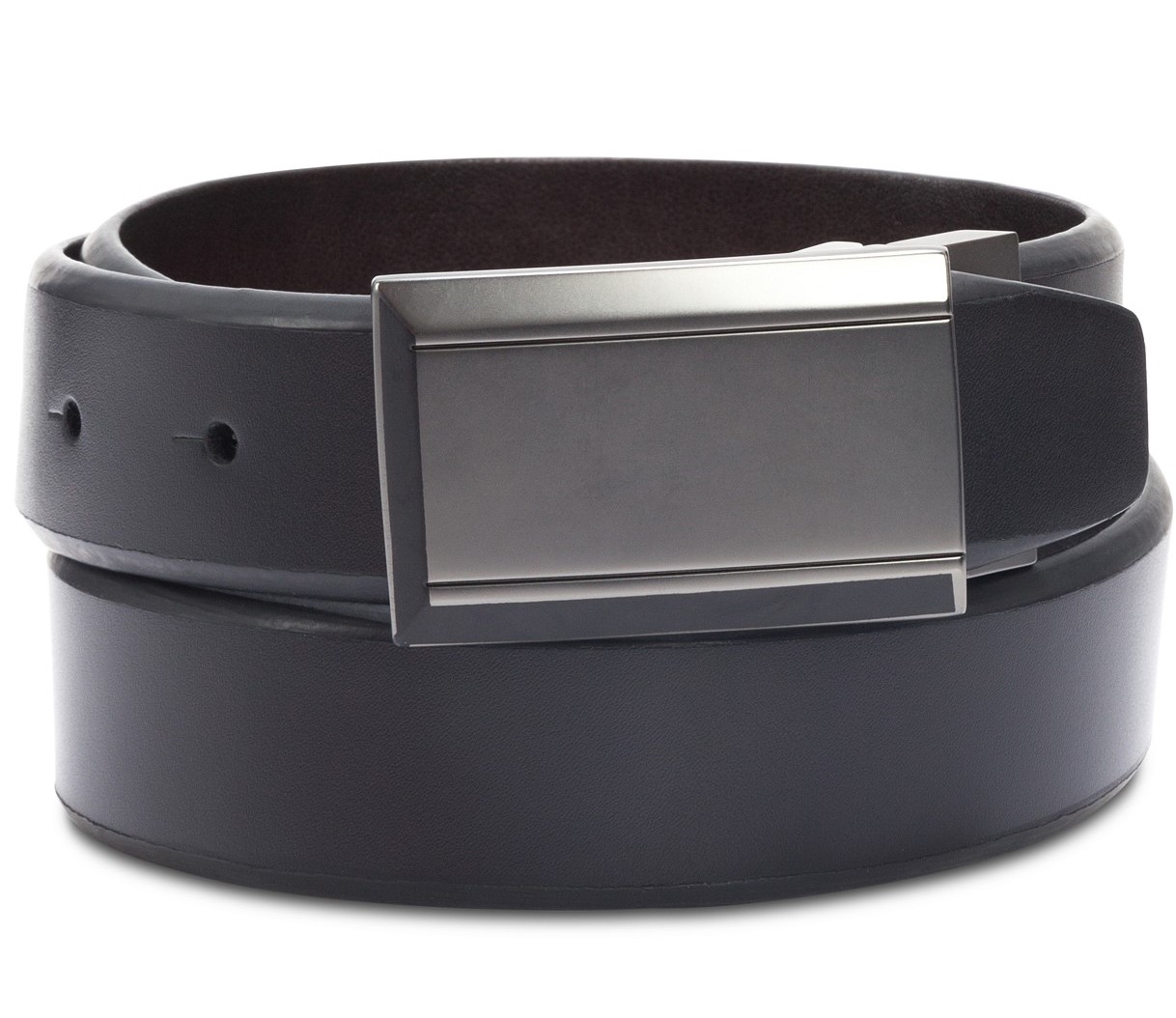 REACTION KENNETH COLE Mens Black Beveled Reversible Faux Leather Casual Belt 32 - image 3 of 3