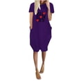 thumbnail image 2 of DondPO Robes Midi pour Femmes Robes d'Été Robes Décontractées à Manches Courtes avec Poche Col Rond Robes de Plage Robes pour Femmes Robe Violette S, 2 of 5