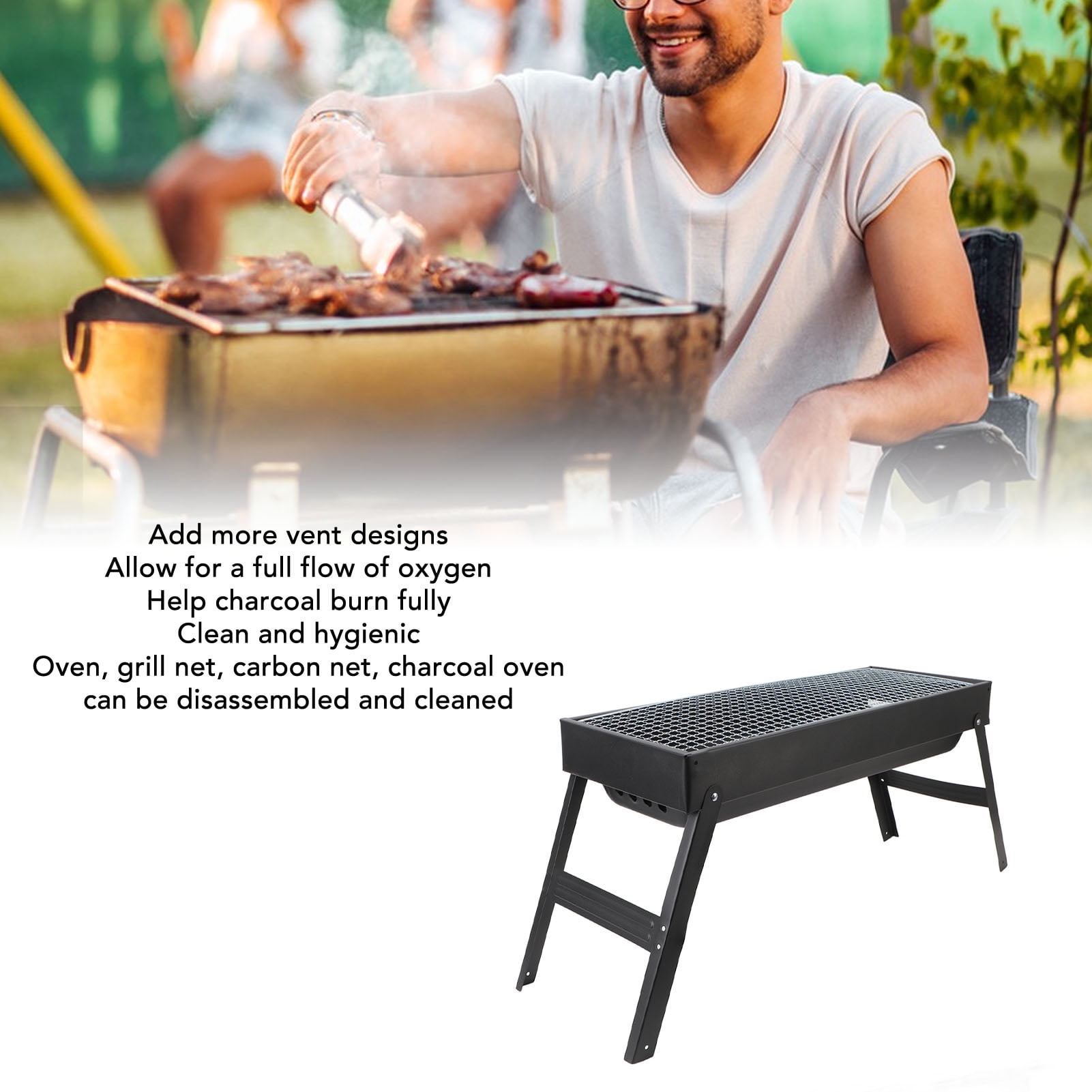 YAHHU Mini Portable Charcoal Barbecue Grill Outdoor Folding BBQ Accessories Iron 10 inches / 25.4 cm