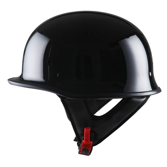 1Storm Novelty Motorcycle Helmet Half Face German Style DOT Approved: HKY602 Glossy Black
