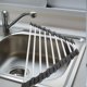 thumbnail image 2 of Escurridor de fregadero de acero inoxidable, plegable, triangular, para almacenamiento de utensilios de cocina, 2 of 6