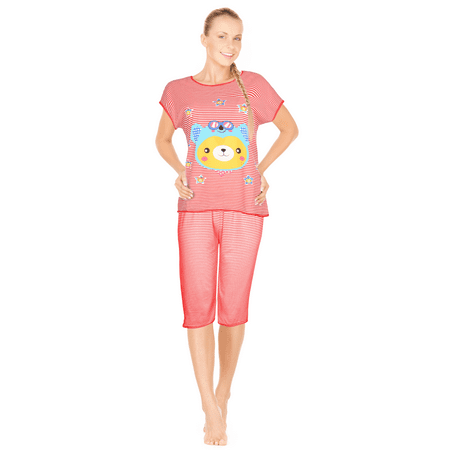 

JEFFRICO Womens Capri Set Sleepwear Soft Pajamas Sleep Nightshirts