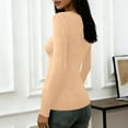 thumbnail image 5 of yillto Womens Tight Shirts Scoop Neck Long Sleeve Slim Tops Basic Solid Color Layered Undershirts Tee, 5 of 5