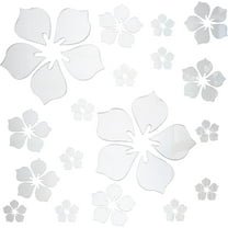 Mirror Wall Stickers Flower Self Adhesive Acrylic Mirror Sheets for Home Living Room Bedroom Decor White 262x330x0.1mm 1set
