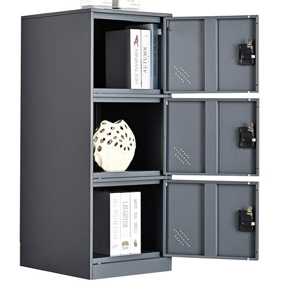 Mecolor Furniture Mini Padlock Office Metal Storage Cabinet 3 Shelves Gym Steel Lcoker