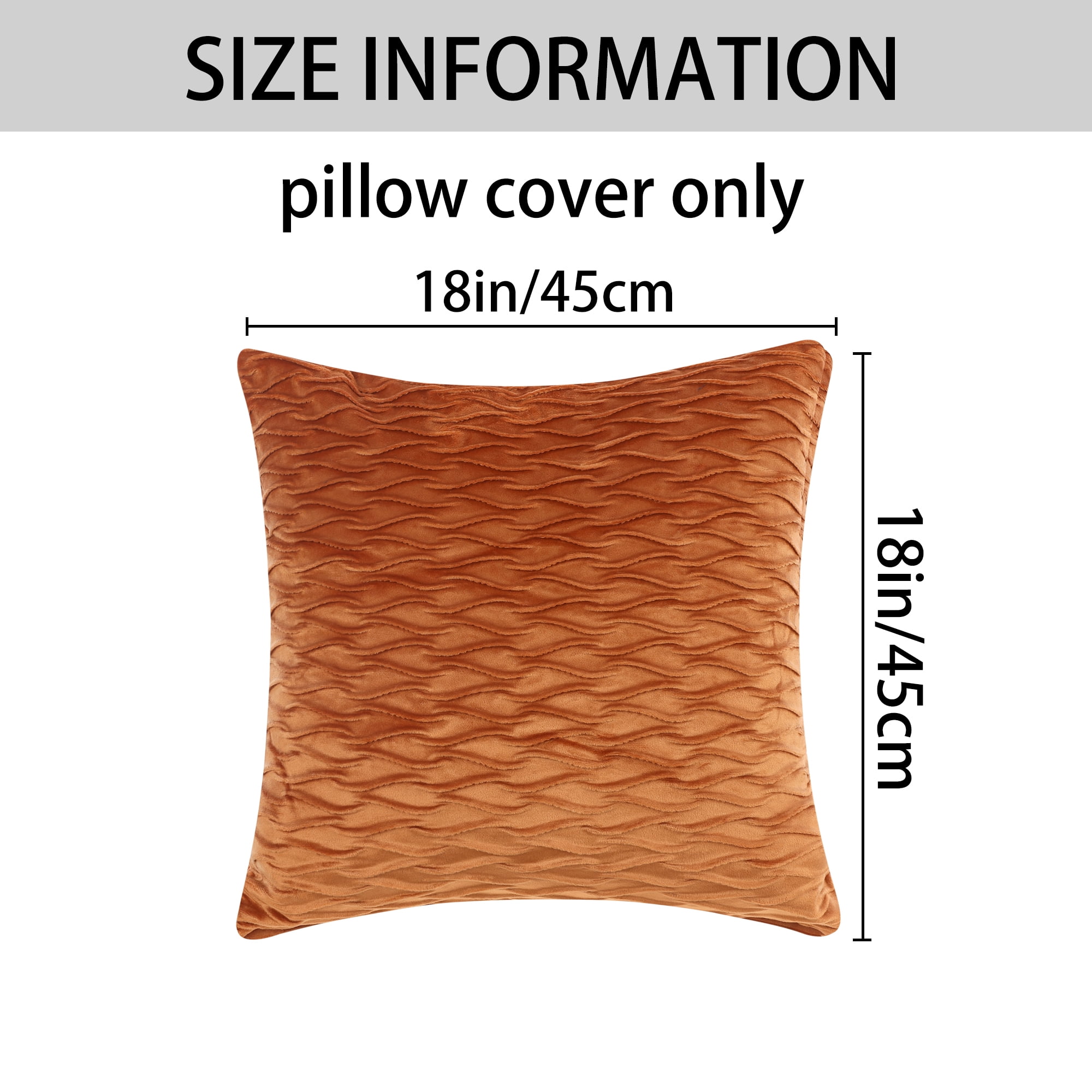 Unique Bargains 4 Solid Striped Square Decorative Throw Pillow Covers Textured Pillowcases Orange 18" x 18"