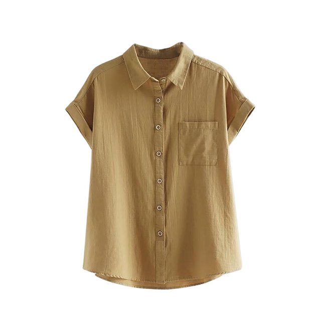 Ovbmpzd Ladies Tops Business Workout Yellow Cap Sleeve Solid Collared Button down Shirts Womens Vest XXXL