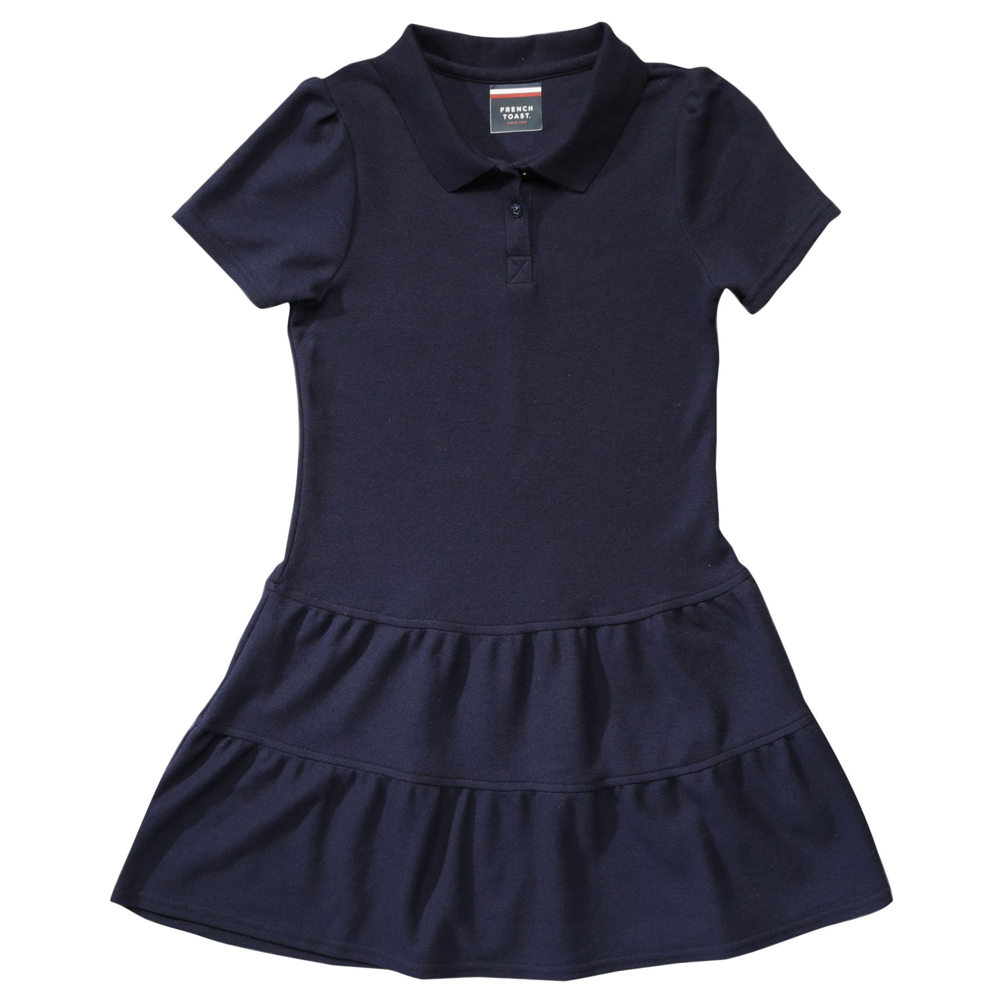 TSLA Girl's Short Sleeve School Uniform Dresses Ruffle Pique Polo Dress 