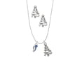 thumbnail image 2 of Delight Jewelry Silvertone Mini Royal Blue Running Shoe Silver tone Zig Zag Christmas Tree Charm Necklace and Stud Earrings, 2 of 4