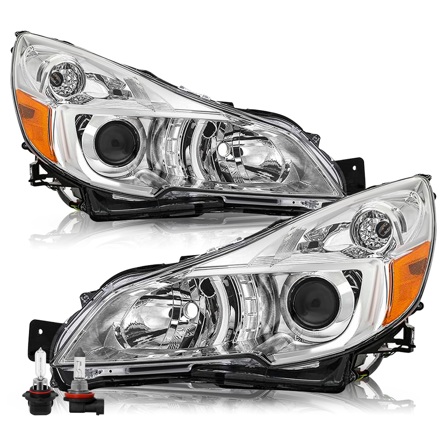 For 2010-2014 Subaru Outback Legacy Projector Black Headlights Lamp Assembly L+R