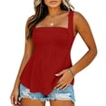 thumbnail image 3 of Hxshgdsn Plus Size Tank Tops for Womens Sleeveless Square Neck Ruched Front Peplum Top Loose Fit（Red/2XL）, 3 of 8
