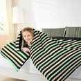 thumbnail image 4 of Manfei Black Green Striped Full Size Comforter Sets,Minimalism Geometric Stripes Bedding Comforter Set,Geometric Lines Bedding Sets For Girls Boys,Super Cozy Room Decor Reversible,3pcs, 4 of 8