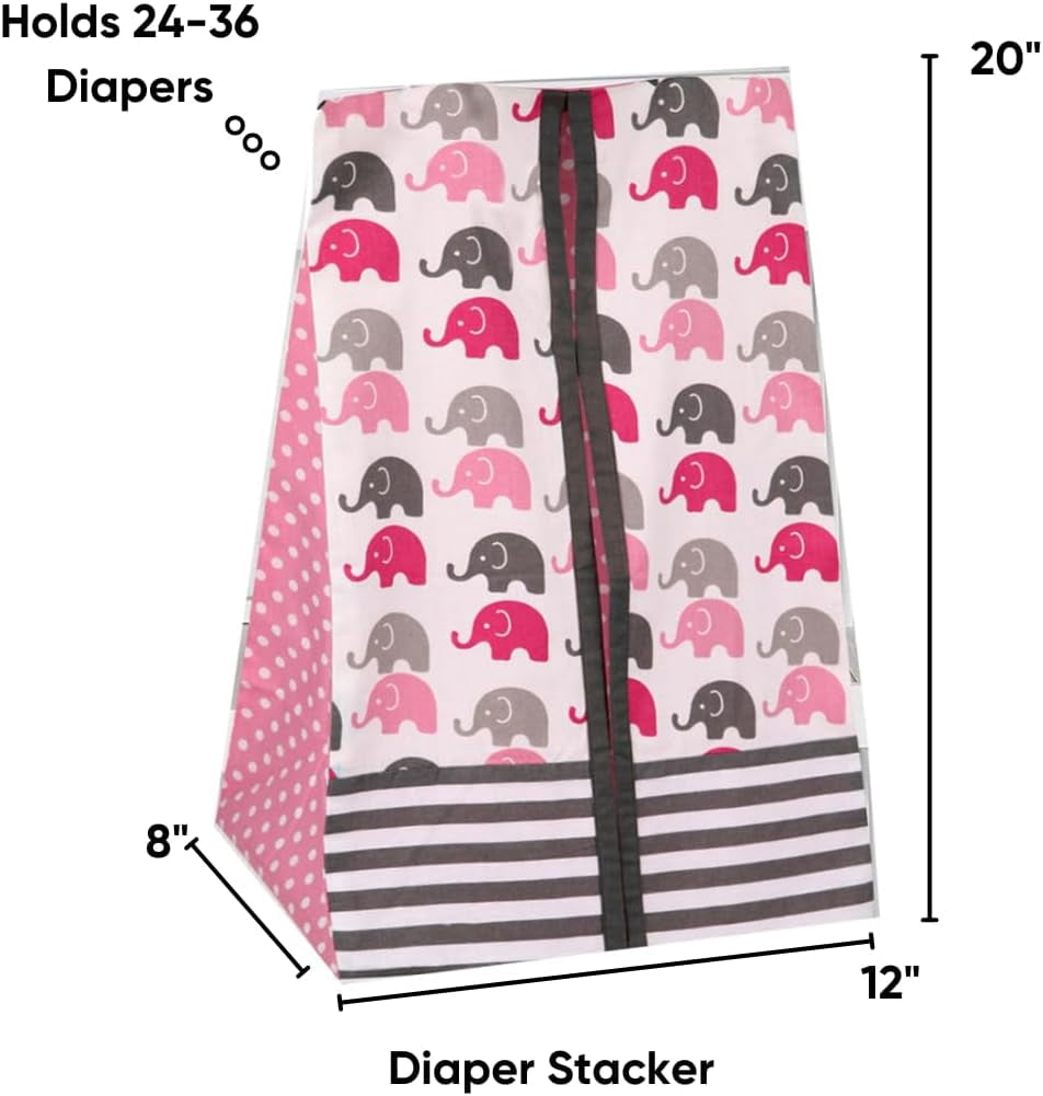 Bacati - Elephants Pink/Grey Girls Mini Portable Crib Bedding Set