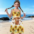 thumbnail image 7 of Uourmeti Horse Daisy Print Girls Summer Dress Spaghetti Strap Causal Tank Dresses Beach Play Sundress for Girls Cute Clothes Soft Twirl Tiered Dresses 3-4T, 7 of 7