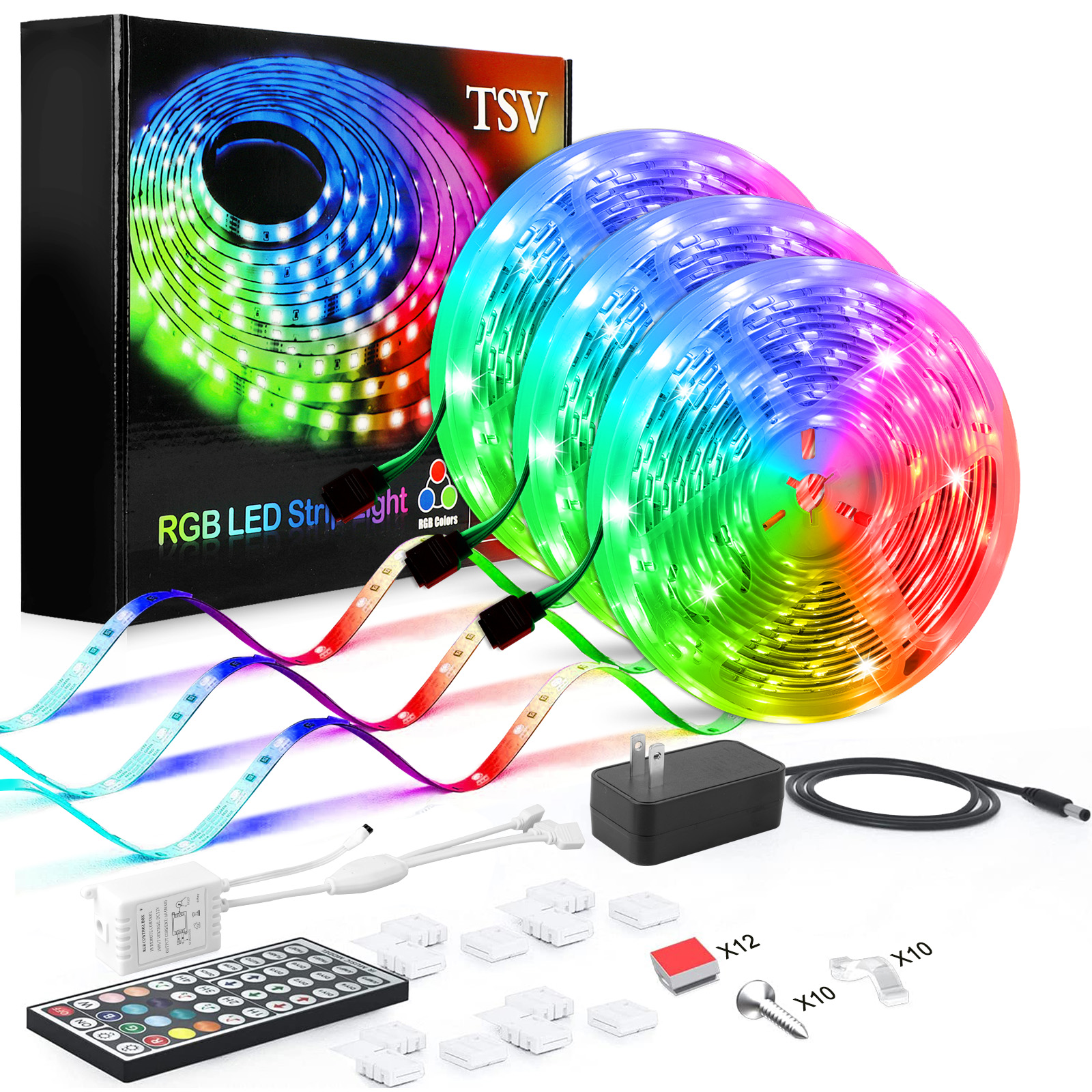 49.2ft LED Strip Lights for Bedroom, TSV ColorChanging Cuttable Bias