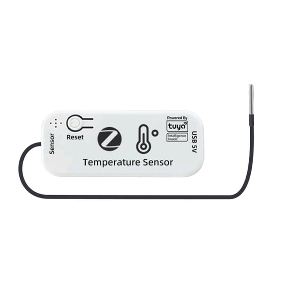 TUYA Zigbee Temperature Sensor for Smart Home, 2M Cable, White Plastic, App Remote Monitoring