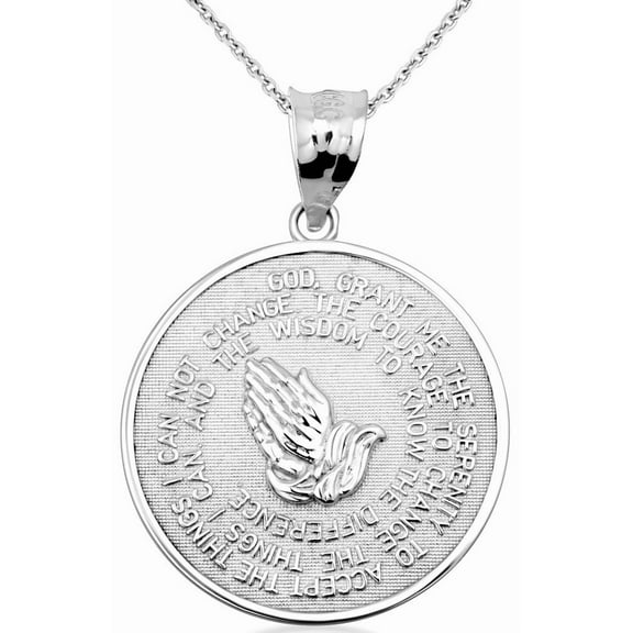 .925 Sterling Silver Serenity Prayer Medallion Necklace (Small Pendant with 18" chain)