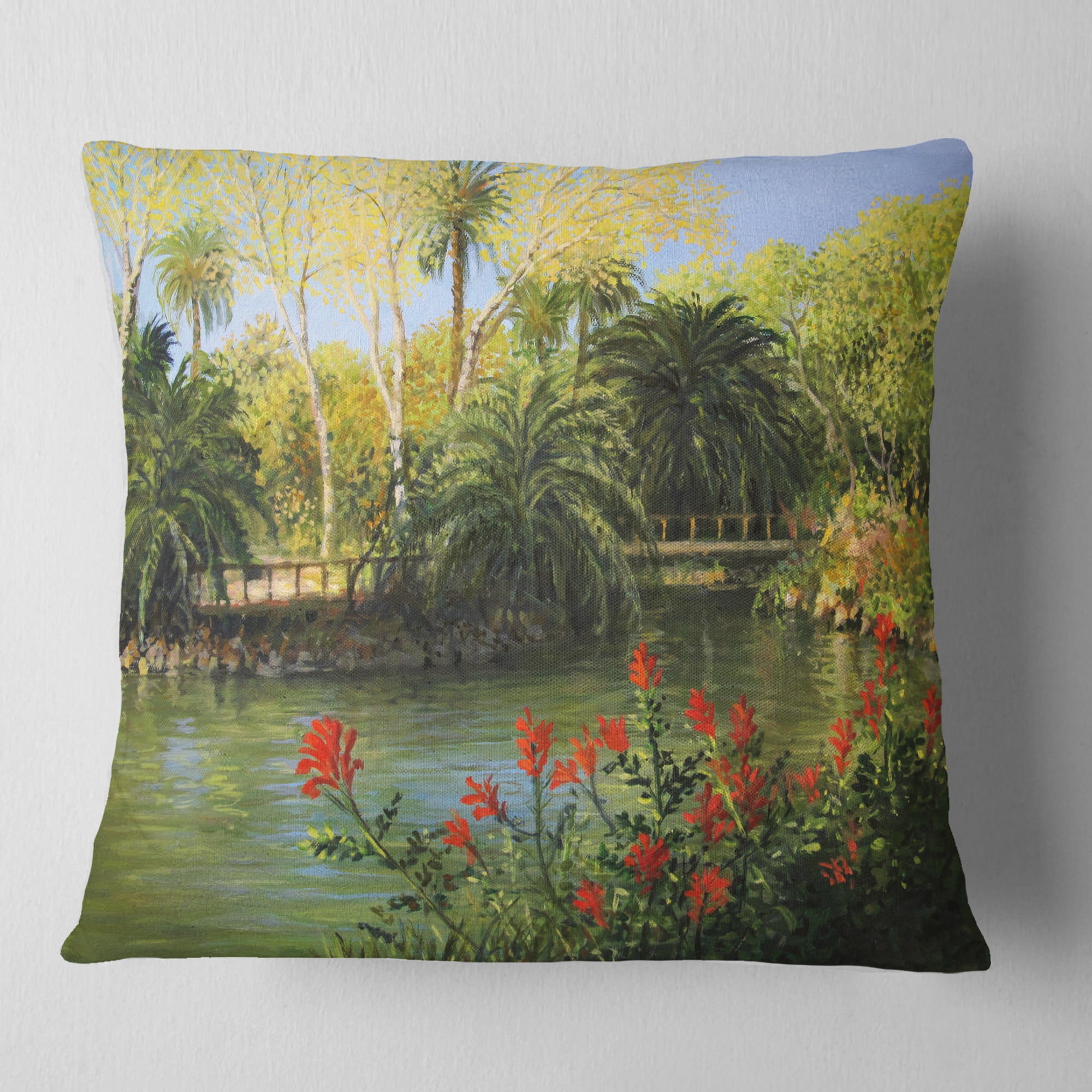 Designart Garden of Eden - Landscape Printed Throw Pillow - 16x16