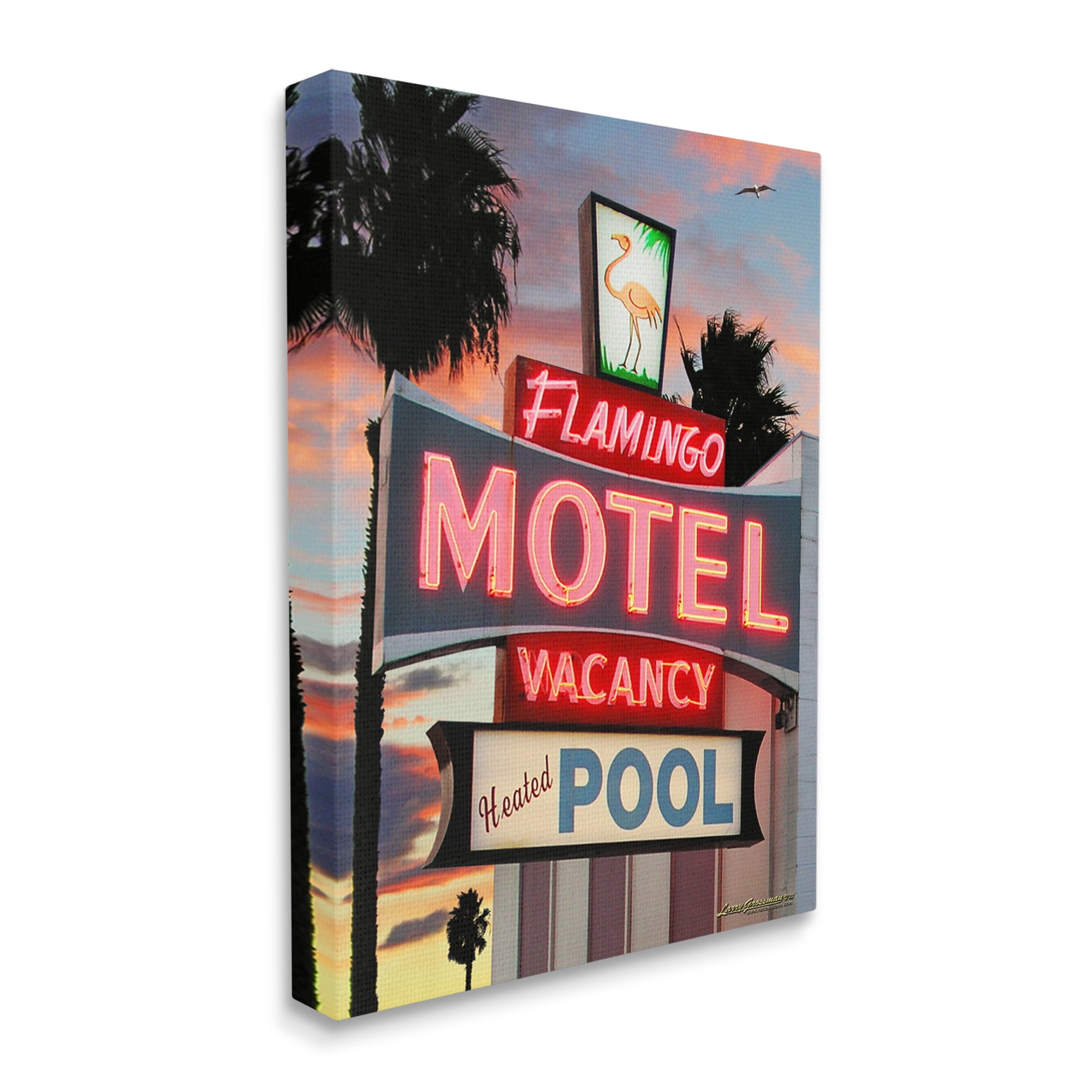 Stupell Industries Tropical Flamingo Motel Nature Painting Gallery Wrapped Canvas Art Print Wall Art, 24 x 30
