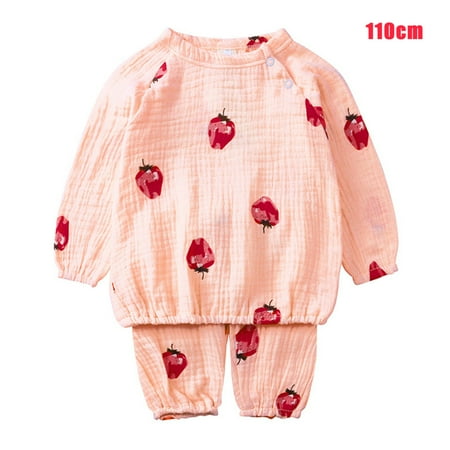 

Journey Baby Cute Cotton Summer Round Neck Pullover Sweatshirt Tops and Pants Pajamas Set(Pink 110cm)