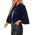 thumbnail image 4 of INSPIRE CHIC Sequin Jackets for Women's Velvet Capelet Cocktail Sprakly Bolero Shrugs XL Dark Blue, 4 of 6