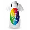 thumbnail image 3 of Pride Apron Rounded Polygonal Rainbow Colored Framework with I Love You Calligraphic Design, Unisex Kitchen Bib Apron with Adjustable Neck for Cooking Baking Gardening, Multicolor, by Ambesonne, 3 of 3