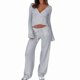 thumbnail image 1 of Top de Pilates para Mujer, Top de Yoga, Top de Ballet con Cuello en V, Larga, para Entrenamiento, Balletcore, Chica Limpia. Gris M, 1 of 8