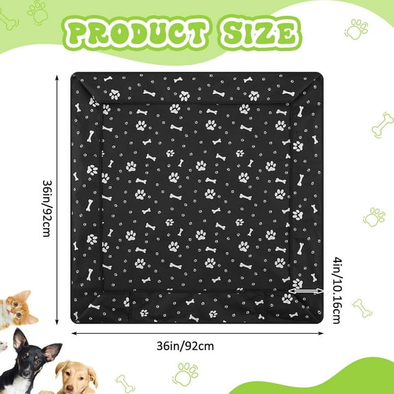 Dog Playpen Bottom Pad 36 Inch 4 Panels Reusable Washable Pet Training Mat with Anti-Slip Design