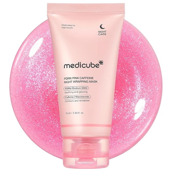 medicube PDRN Pink Caffeine Night Wrapping Mask, Overnight Face Mask, 2.53 fl oz