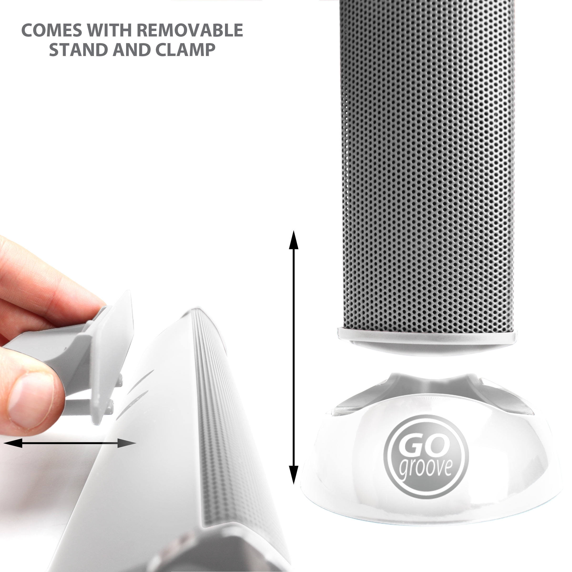 GOgroove USB Laptop Speaker Bar with Clip-On Portable Design (White)