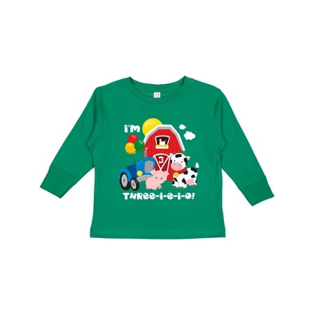 

Inktastic Three-i-e-i-o 3rd Birthday Boys or Girls Long Sleeve Toddler T-Shirt