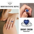 thumbnail image 4 of Bestyle 925 Sterling Silver Heart Rings for Women Sparkle Open Band Ring September Created Sapphire Rings Valentines Day Gift Size 6-12, 4 of 9